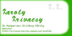 karoly krivacsy business card